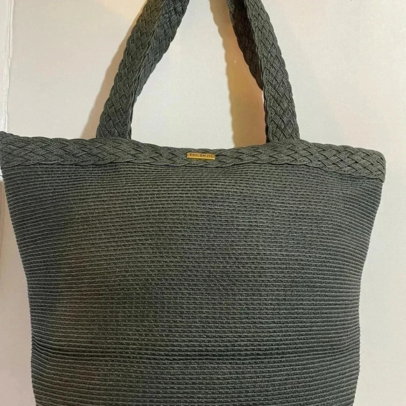 Eric javits black woven straw tote handbag - Picture 2 of 12